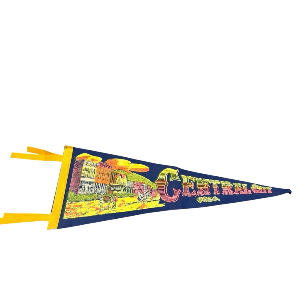 Vintage Pennant Flag Central City Colorado 70s Bright Landscape Retro Decor